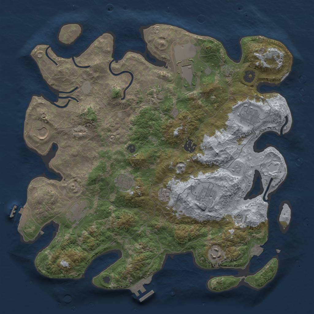 Rust Map: Procedural Map, Size: 3800, Seed: 42128724, 18 Monuments