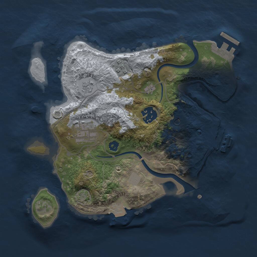 Rust Map: Procedural Map, Size: 2500, Seed: 1935617988, 9 Monuments