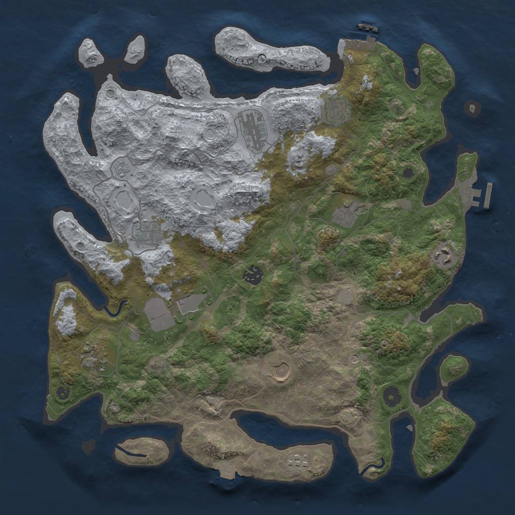 Rust Map: Procedural Map, Size: 4000, Seed: 722, 18 Monuments