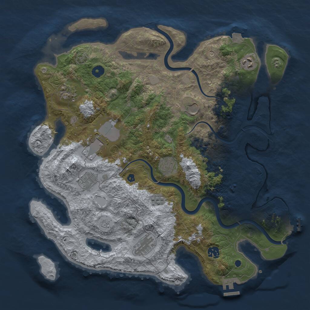 Rust Map: Procedural Map, Size: 3900, Seed: 101, 15 Monuments