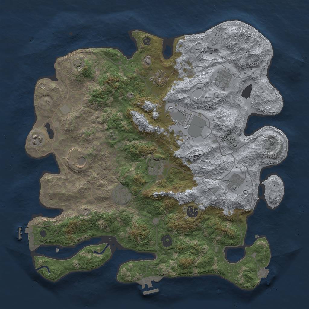 Rust Map: Procedural Map, Size: 4000, Seed: 55092723, 18 Monuments