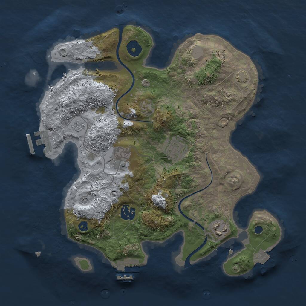 Rust Map: Procedural Map, Size: 3000, Seed: 2071102375, 10 Monuments