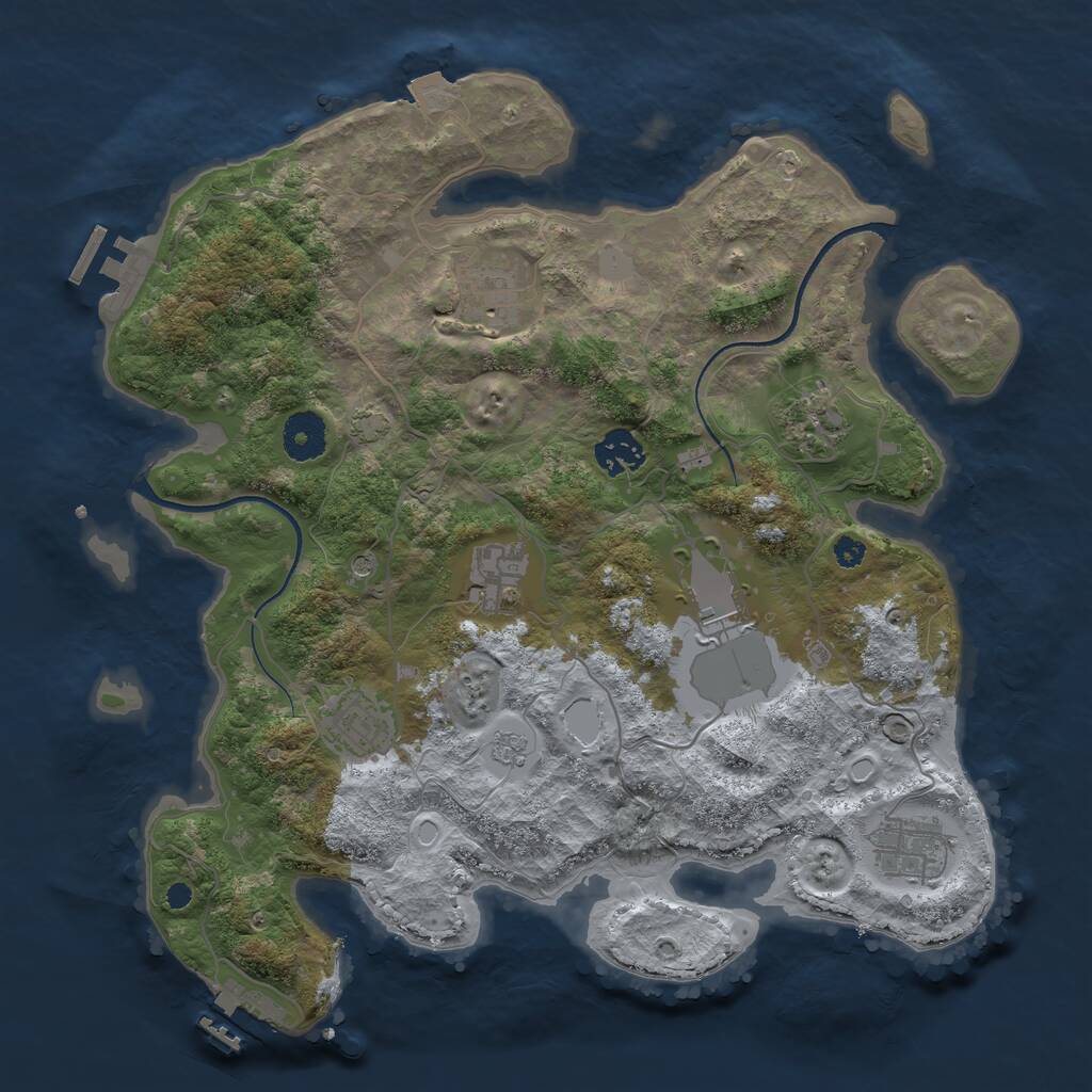 Rust Map: Procedural Map, Size: 3500, Seed: 65465465, 13 Monuments