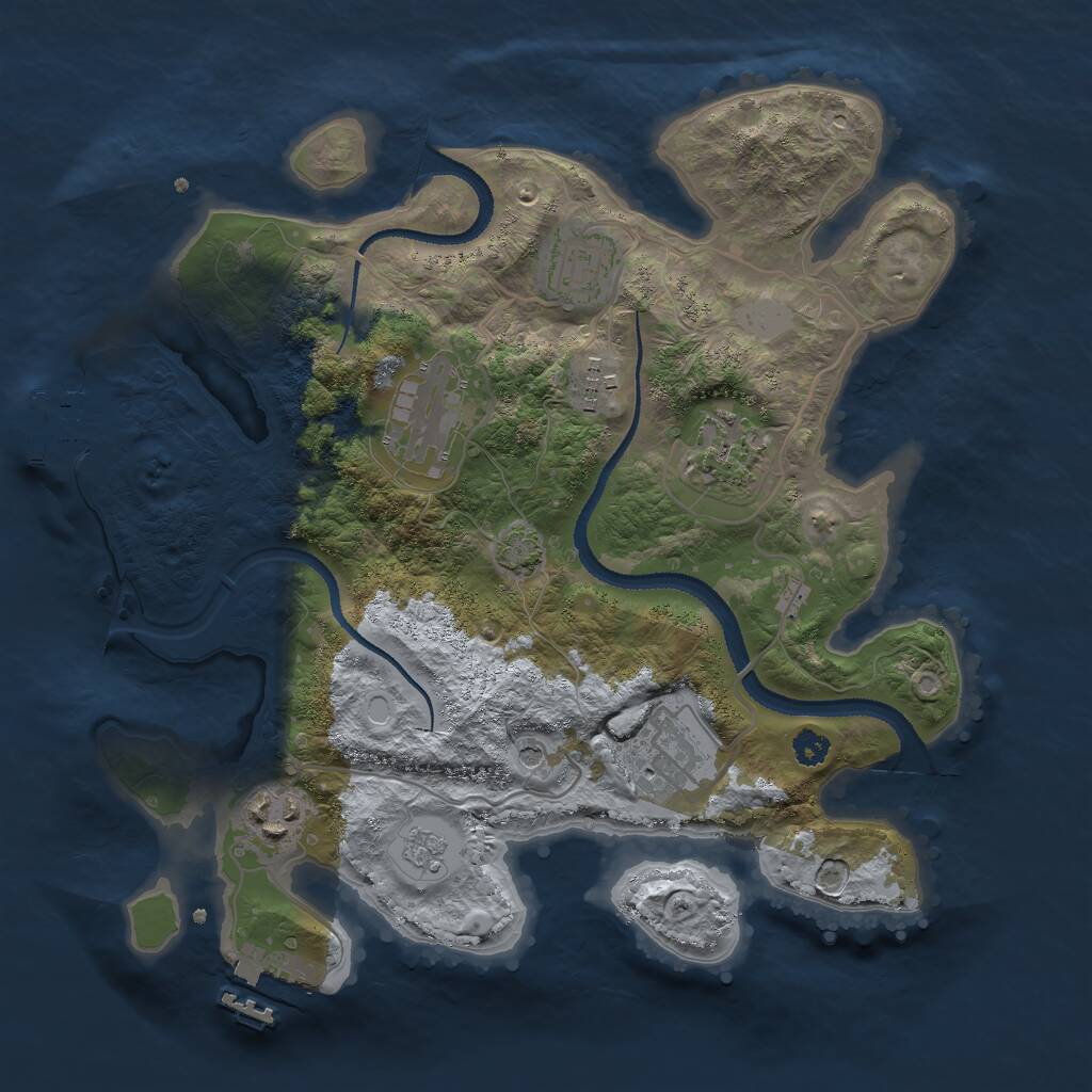 Rust Map: Procedural Map, Size: 3000, Seed: 294964999, 12 Monuments