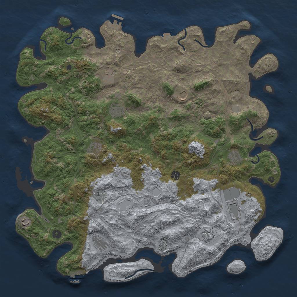 Rust Map: Procedural Map, Size: 4900, Seed: 1489761254, 19 Monuments