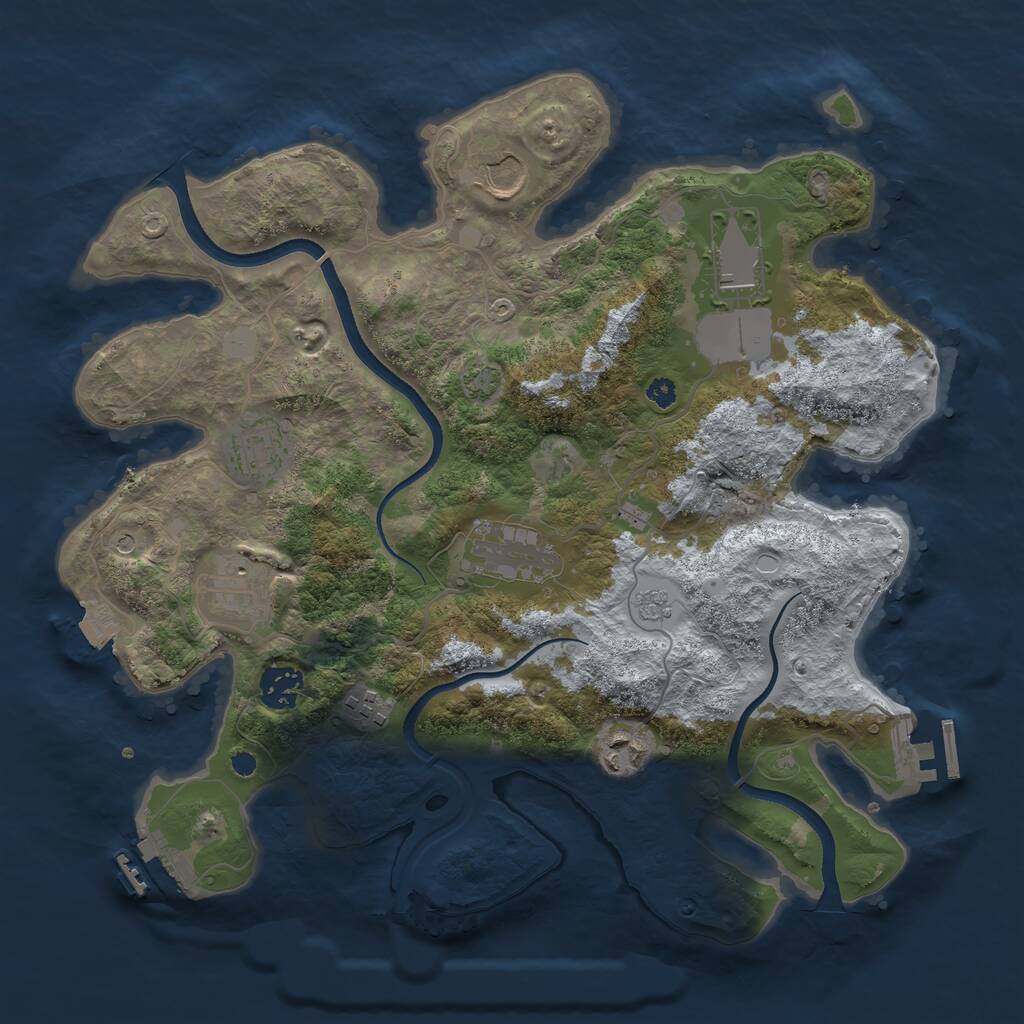 Rust Map: Procedural Map, Size: 3500, Seed: 123473, 14 Monuments