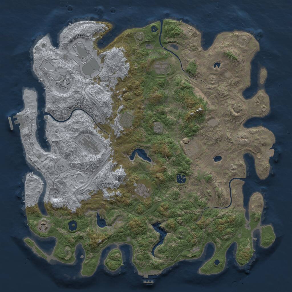 Rust Map: Procedural Map, Size: 4500, Seed: 1094479438, 16 Monuments