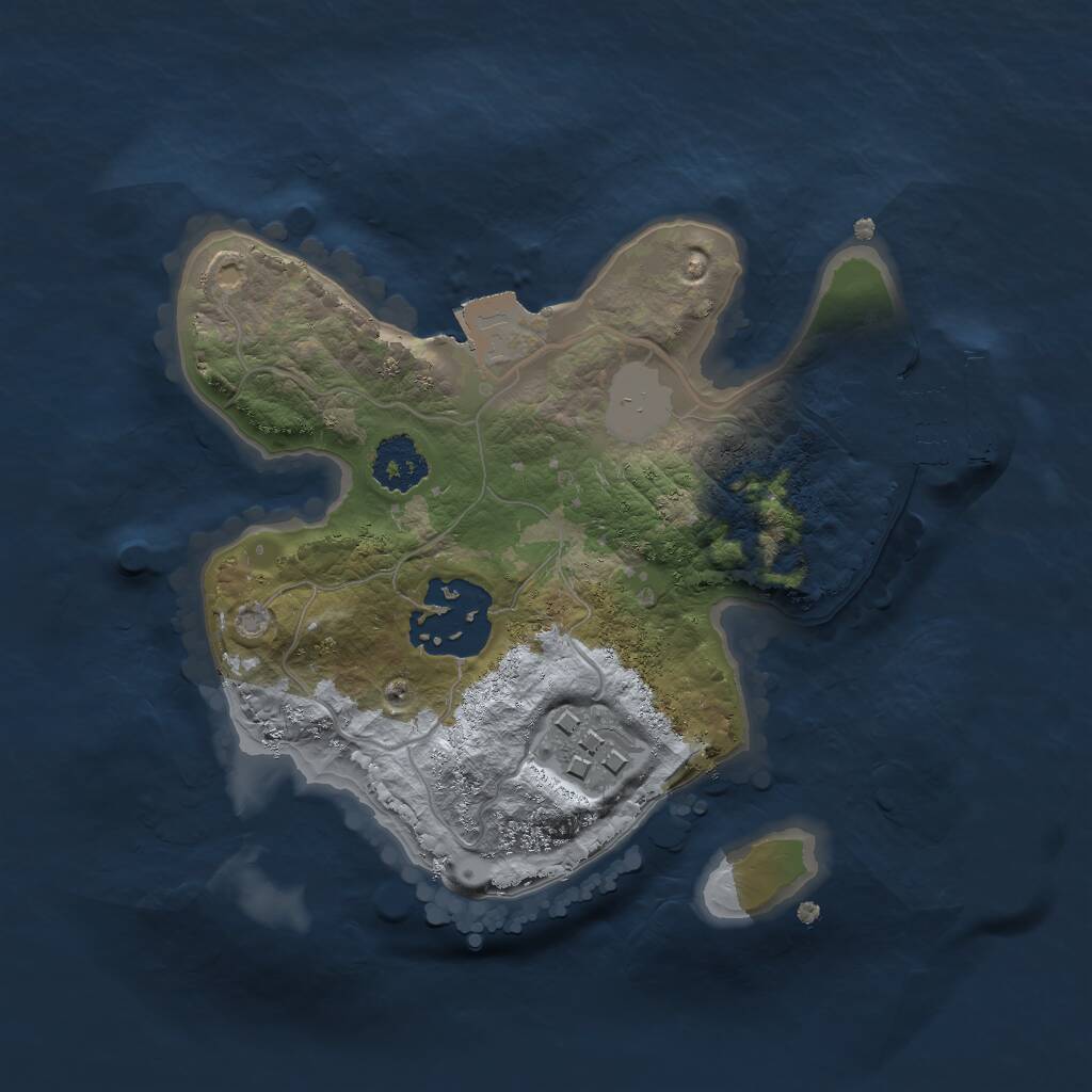 Rust Map: Procedural Map, Size: 2000, Seed: 427994796, 4 Monuments