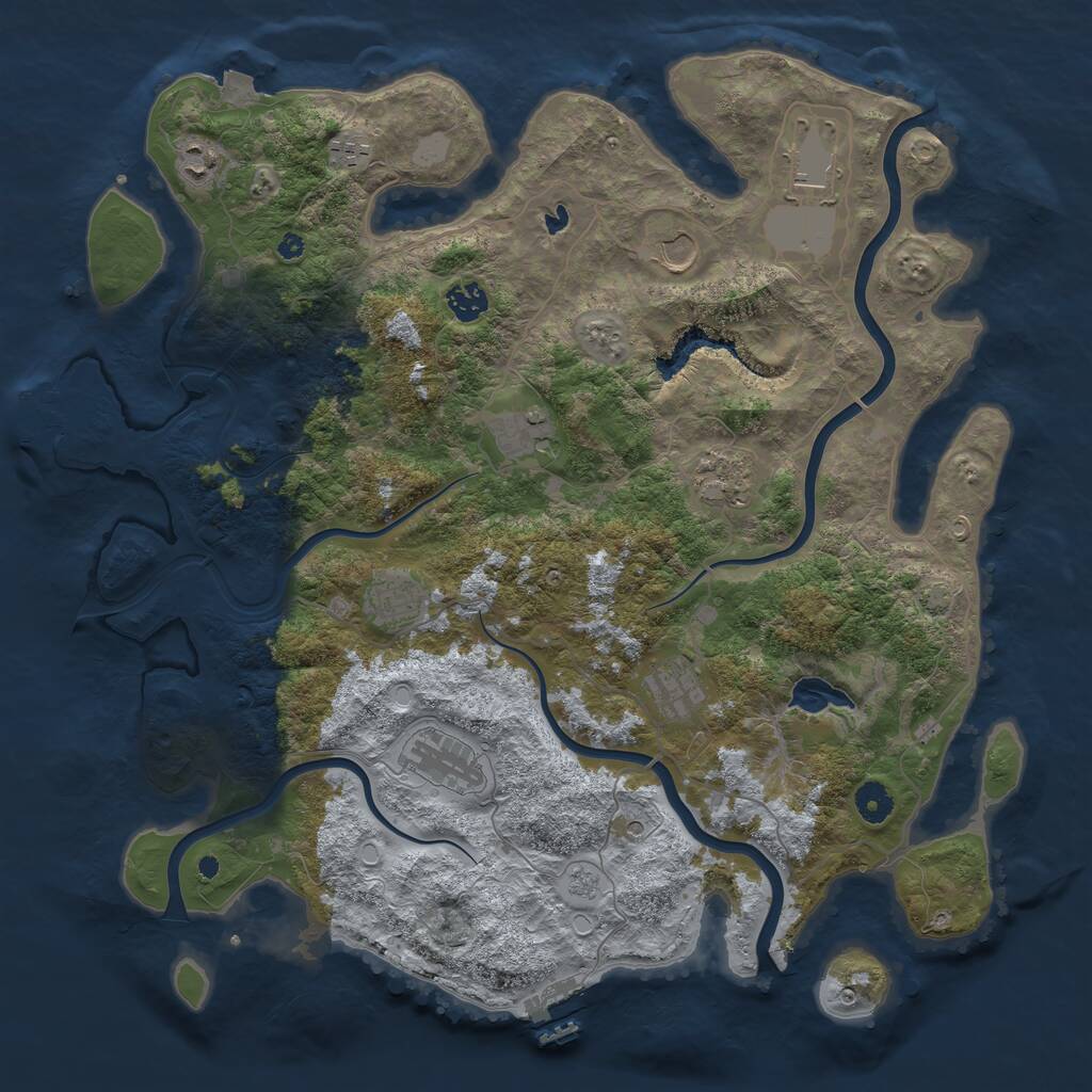 Rust Map: Procedural Map, Size: 4200, Seed: 649, 16 Monuments