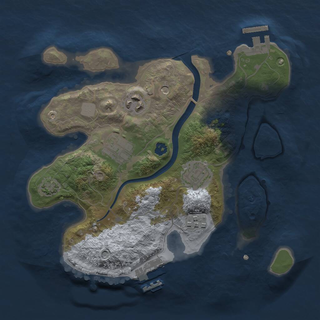 Rust Map: Procedural Map, Size: 2500, Seed: 75000, 9 Monuments