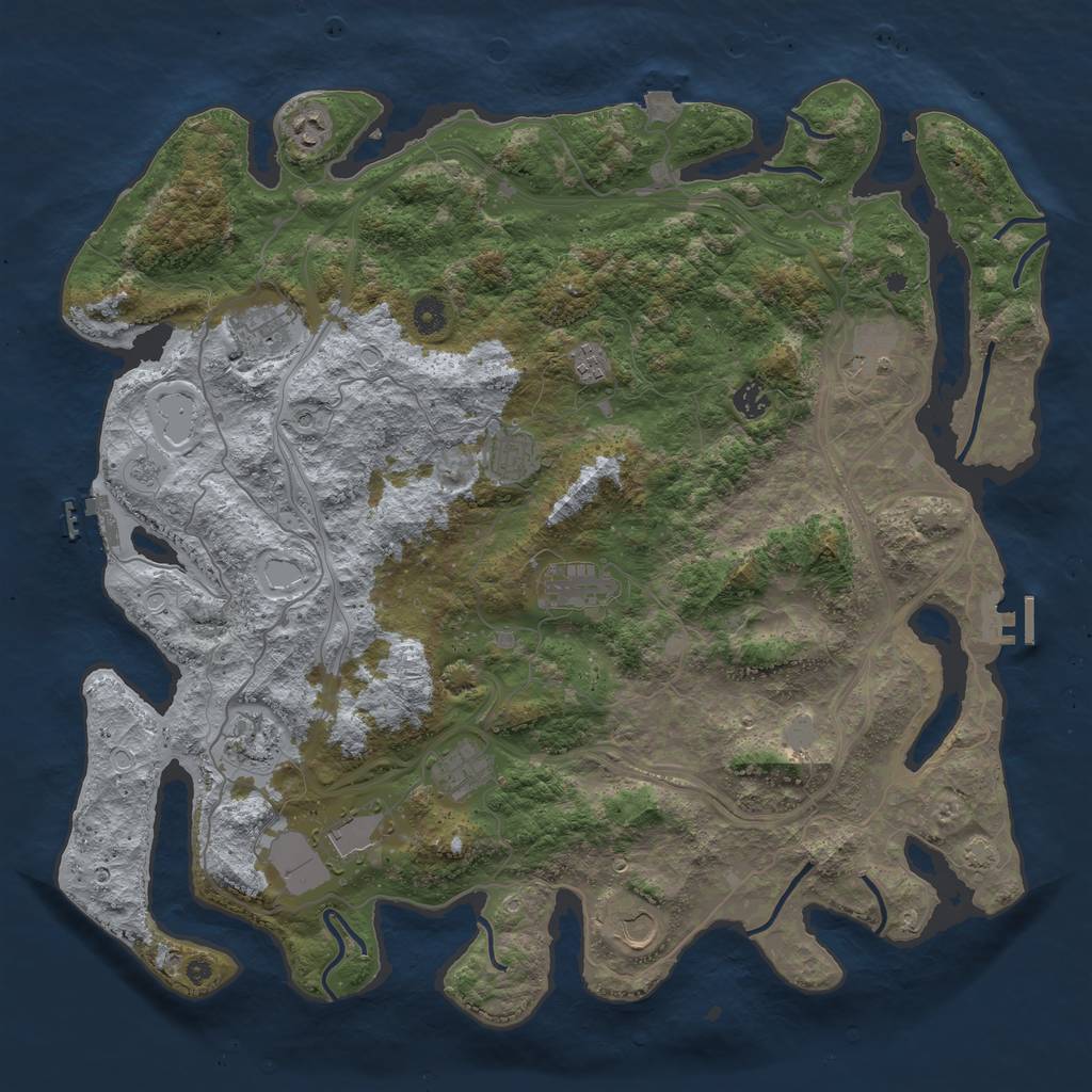 Rust Map: Procedural Map, Size: 4500, Seed: 2145811393, 19 Monuments