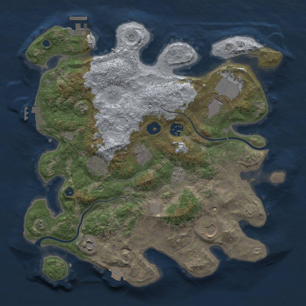 Rust Map: Procedural Map, Size: 3500, Seed: 1989002959, 13 Monuments