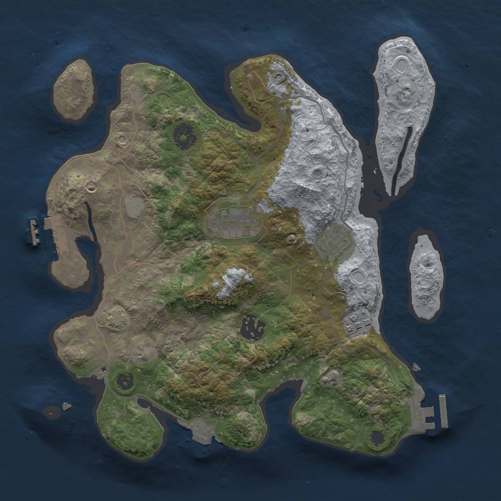 Rust Map: Procedural Map, Size: 3000, Seed: 1976864113, 10 Monuments