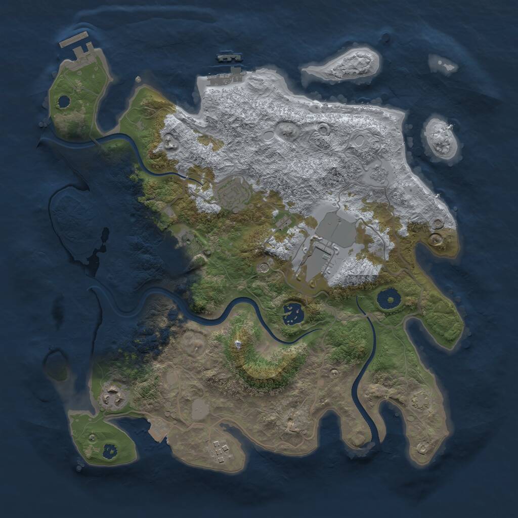 Rust Map: Procedural Map, Size: 3500, Seed: 2071207002, 12 Monuments