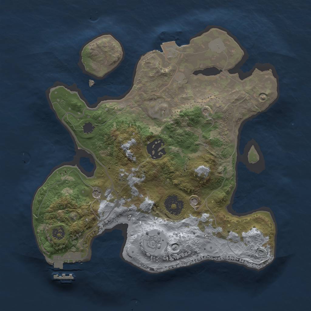 Rust Map: Procedural Map, Size: 2400, Seed: 25684, 7 Monuments