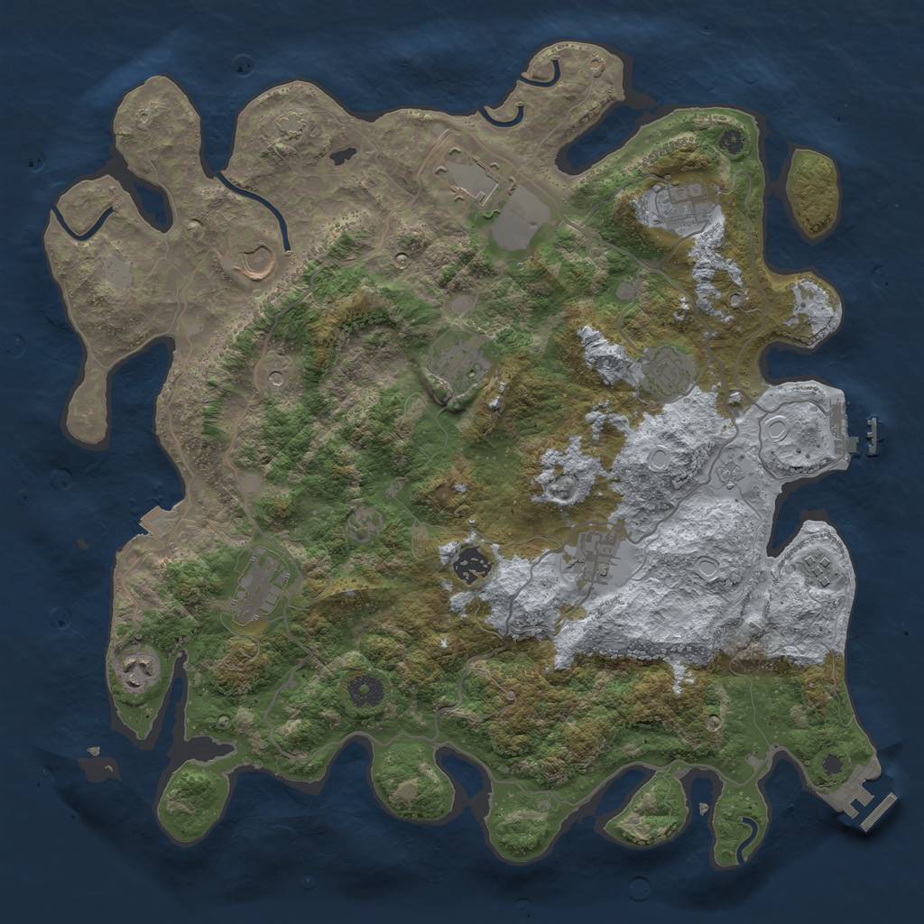 Rust Map: Procedural Map, Size: 4000, Seed: 887052950, 18 Monuments