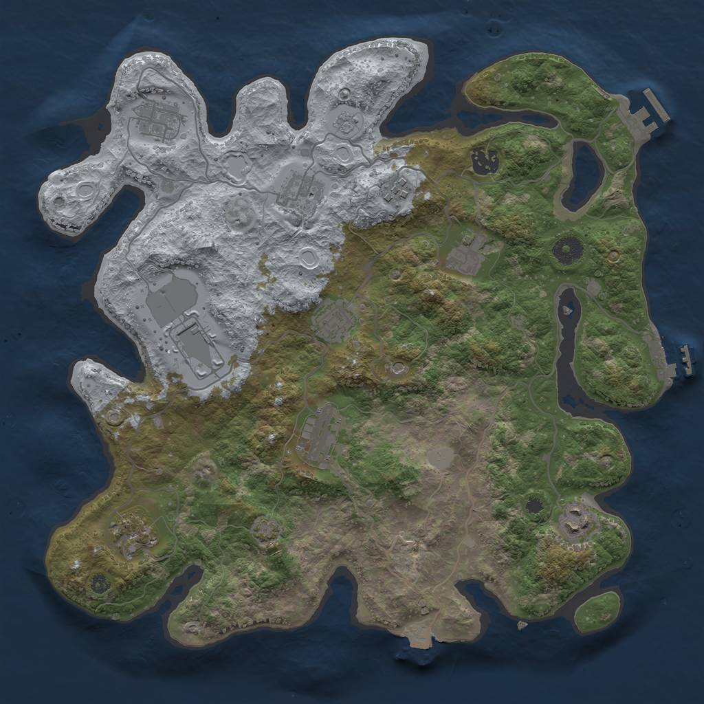 Rust Map: Procedural Map, Size: 3700, Seed: 898214889, 18 Monuments