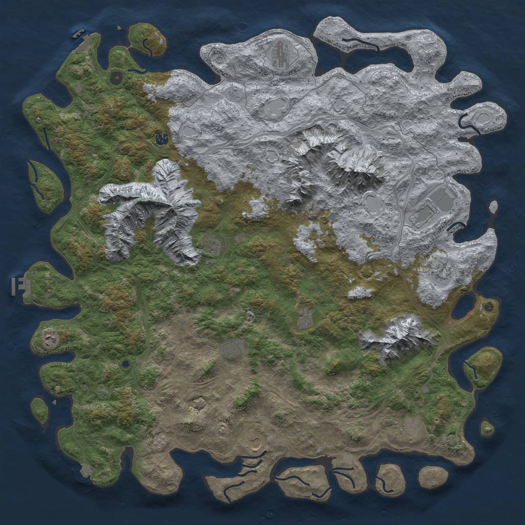 Rust Map: Procedural Map, Size: 6000, Seed: 813330837, 19 Monuments