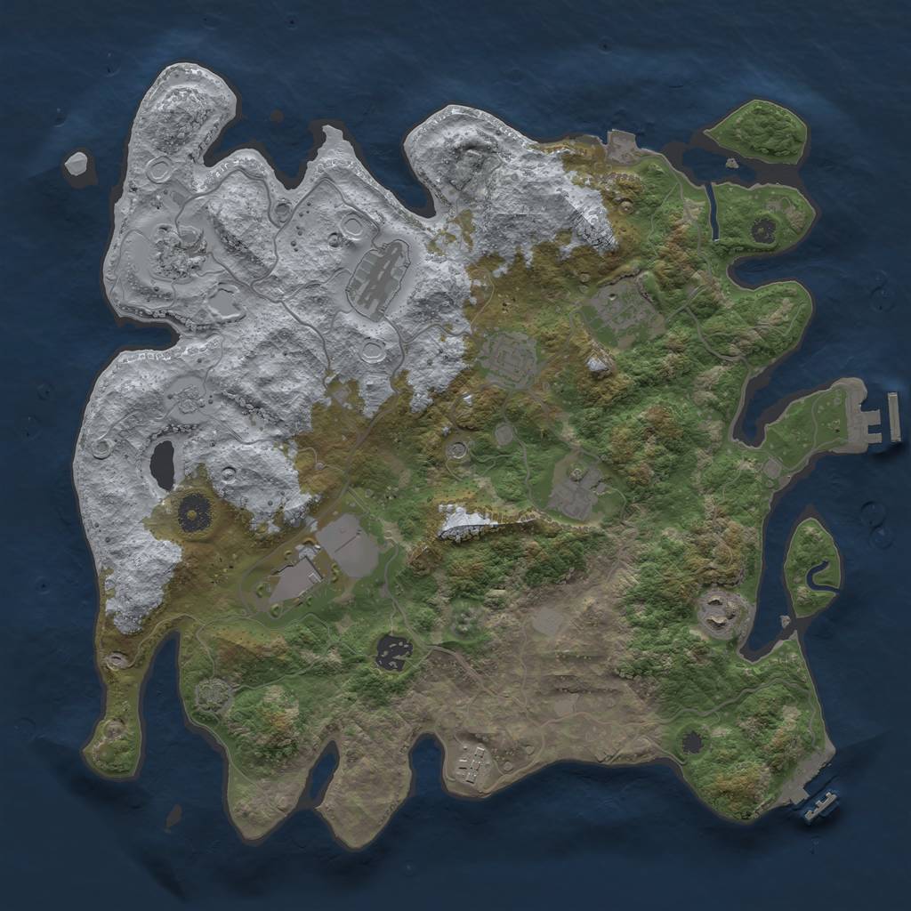 Rust Map: Procedural Map, Size: 3750, Seed: 1247431929, 17 Monuments