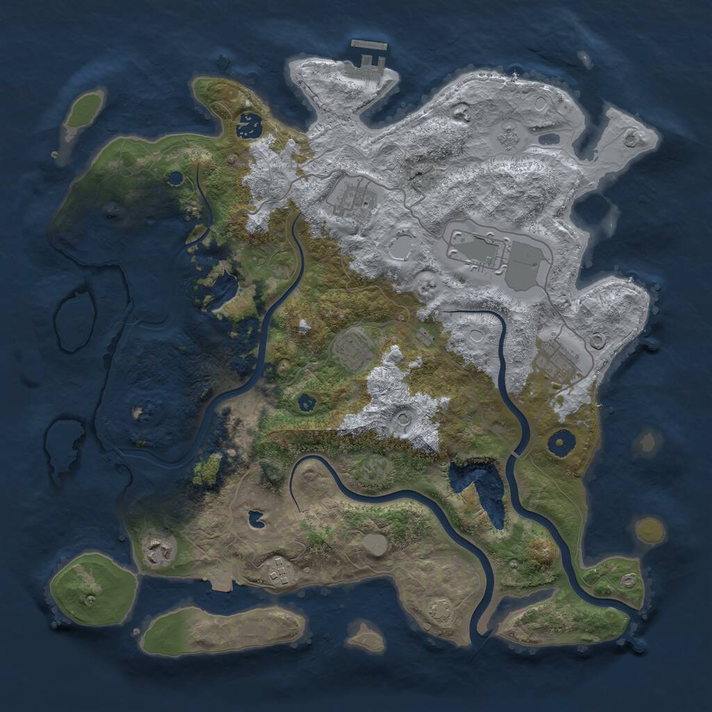 Rust Map: Procedural Map, Size: 4000, Seed: 1458520369, 12 Monuments
