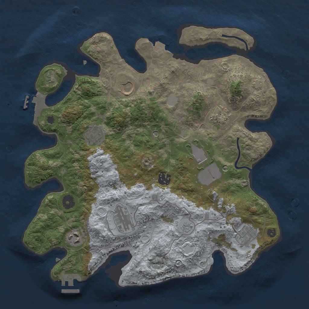 Rust Map: Procedural Map, Size: 3500, Seed: 1018926579, 16 Monuments