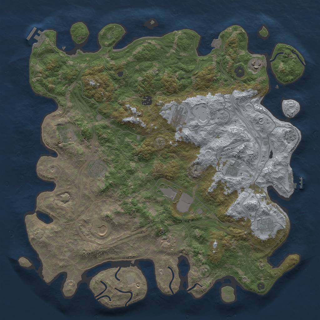 Rust Map: Procedural Map, Size: 4500, Seed: 1970366329, 19 Monuments