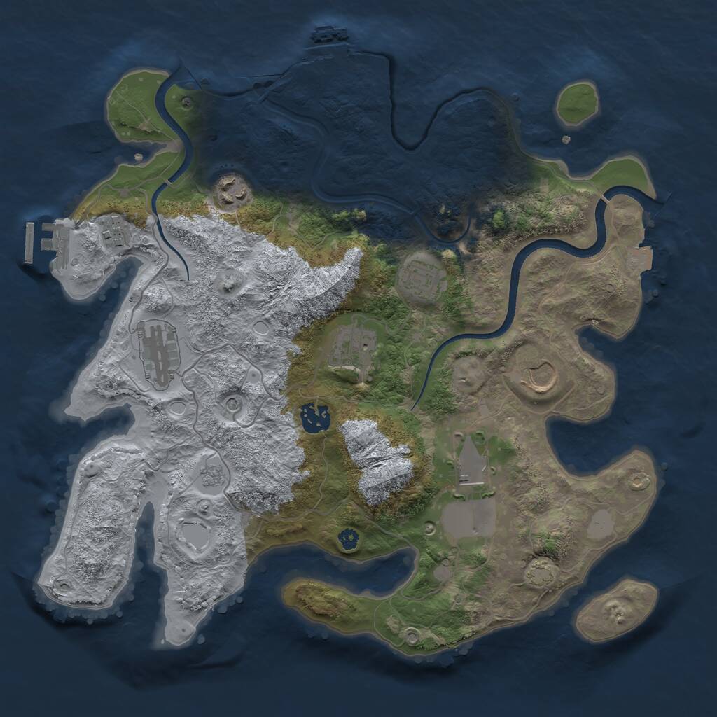 Rust Map: Procedural Map, Size: 3500, Seed: 315186775, 16 Monuments