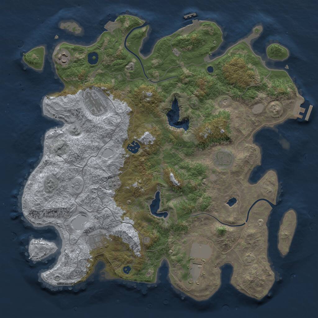 Rust Map: Procedural Map, Size: 4000, Seed: 1534378444, 13 Monuments