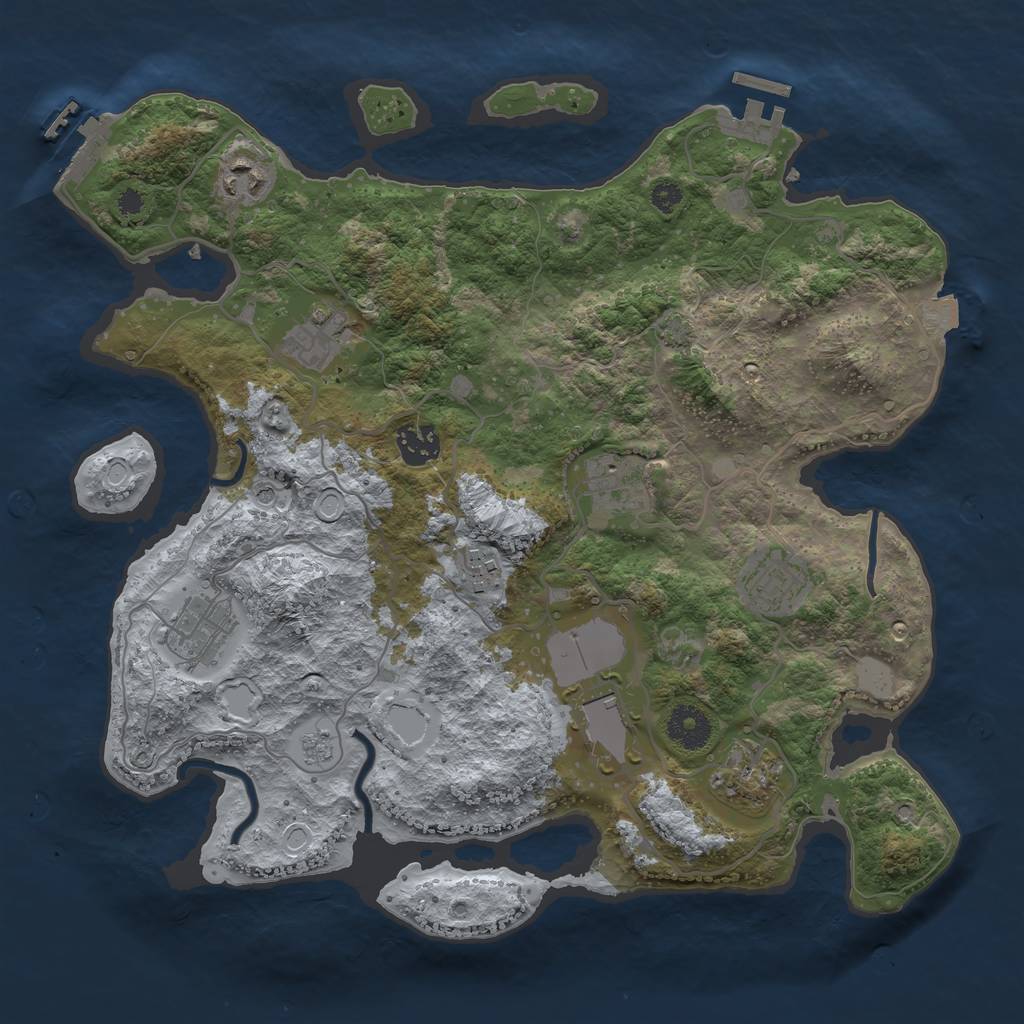 Rust Map: Procedural Map, Size: 3500, Seed: 1624731435, 17 Monuments