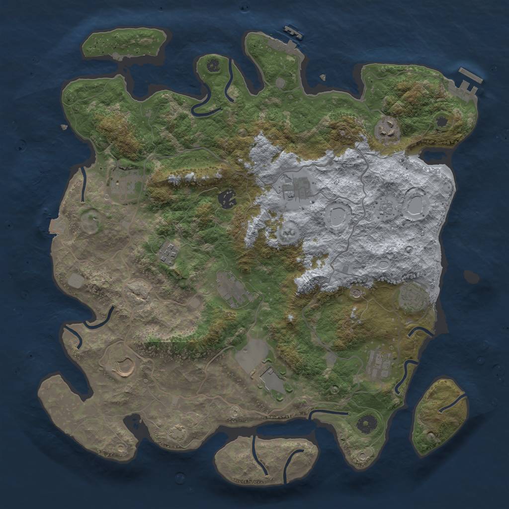 Rust Map: Procedural Map, Size: 4000, Seed: 6214, 18 Monuments