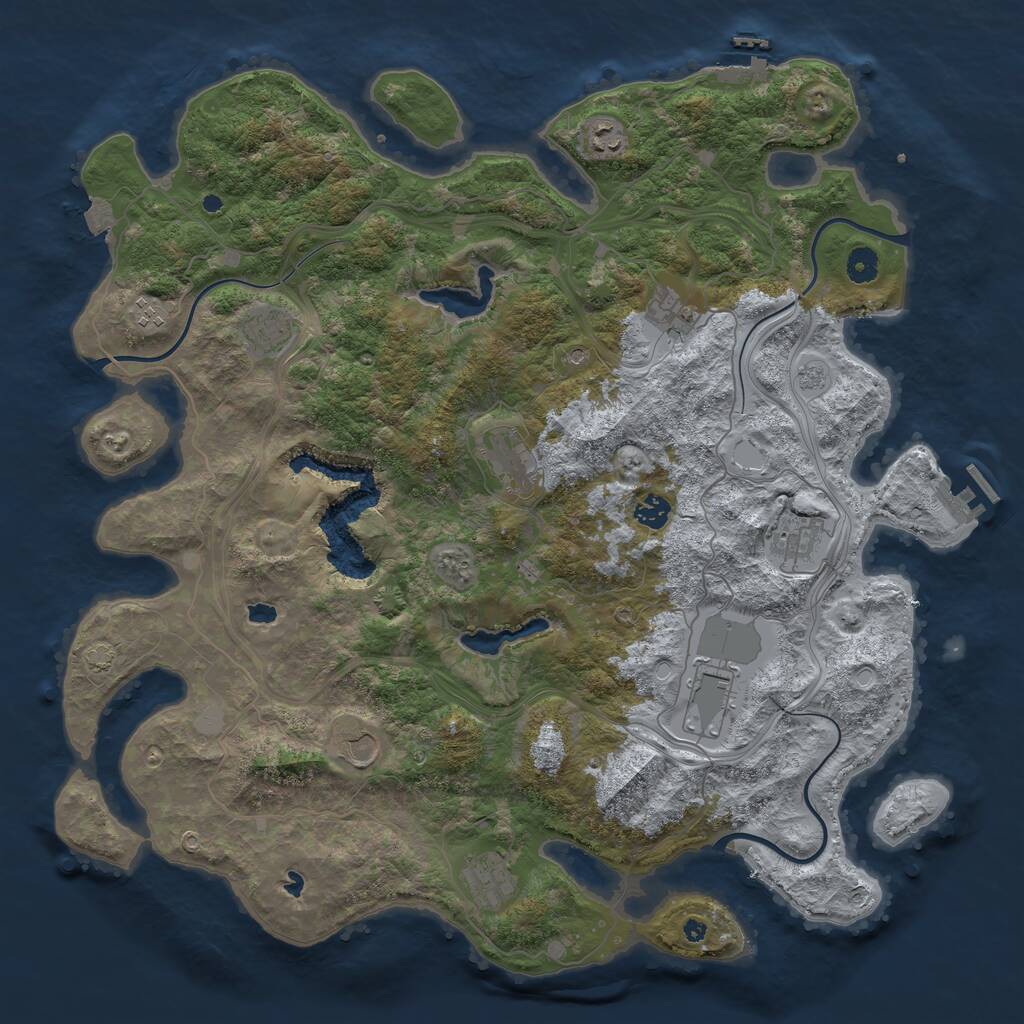 Rust Map: Procedural Map, Size: 4500, Seed: 746831740, 16 Monuments