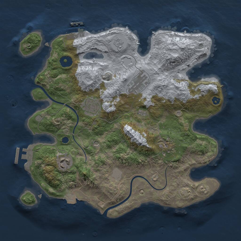 Rust Map: Procedural Map, Size: 3000, Seed: 77332555, 10 Monuments