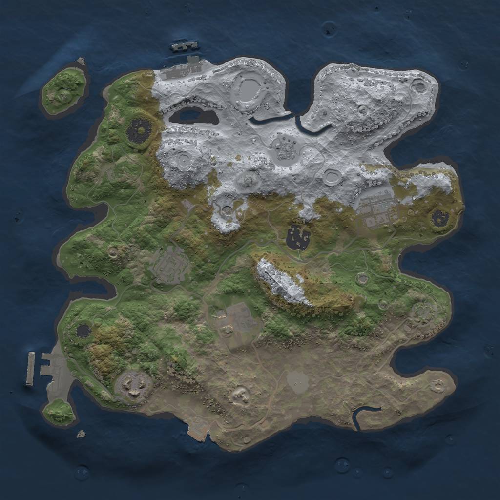 Rust Map: Procedural Map, Size: 3000, Seed: 77332555, 13 Monuments