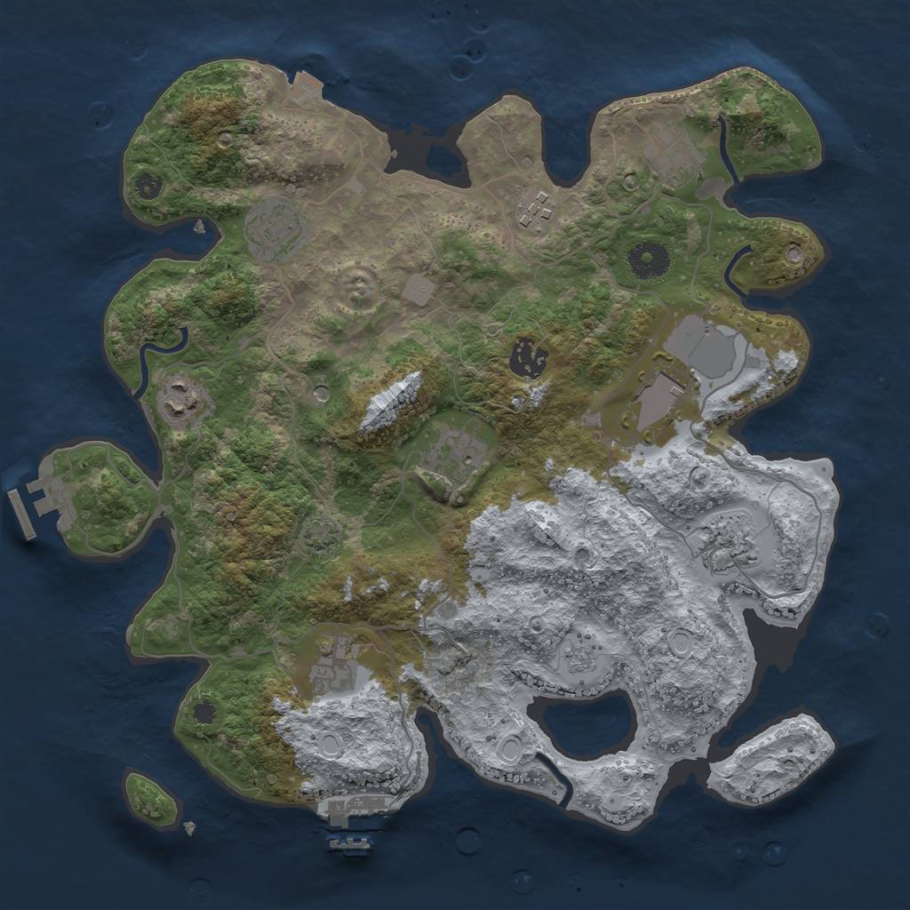 Rust Map: Procedural Map, Size: 3500, Seed: 1401017436, 17 Monuments