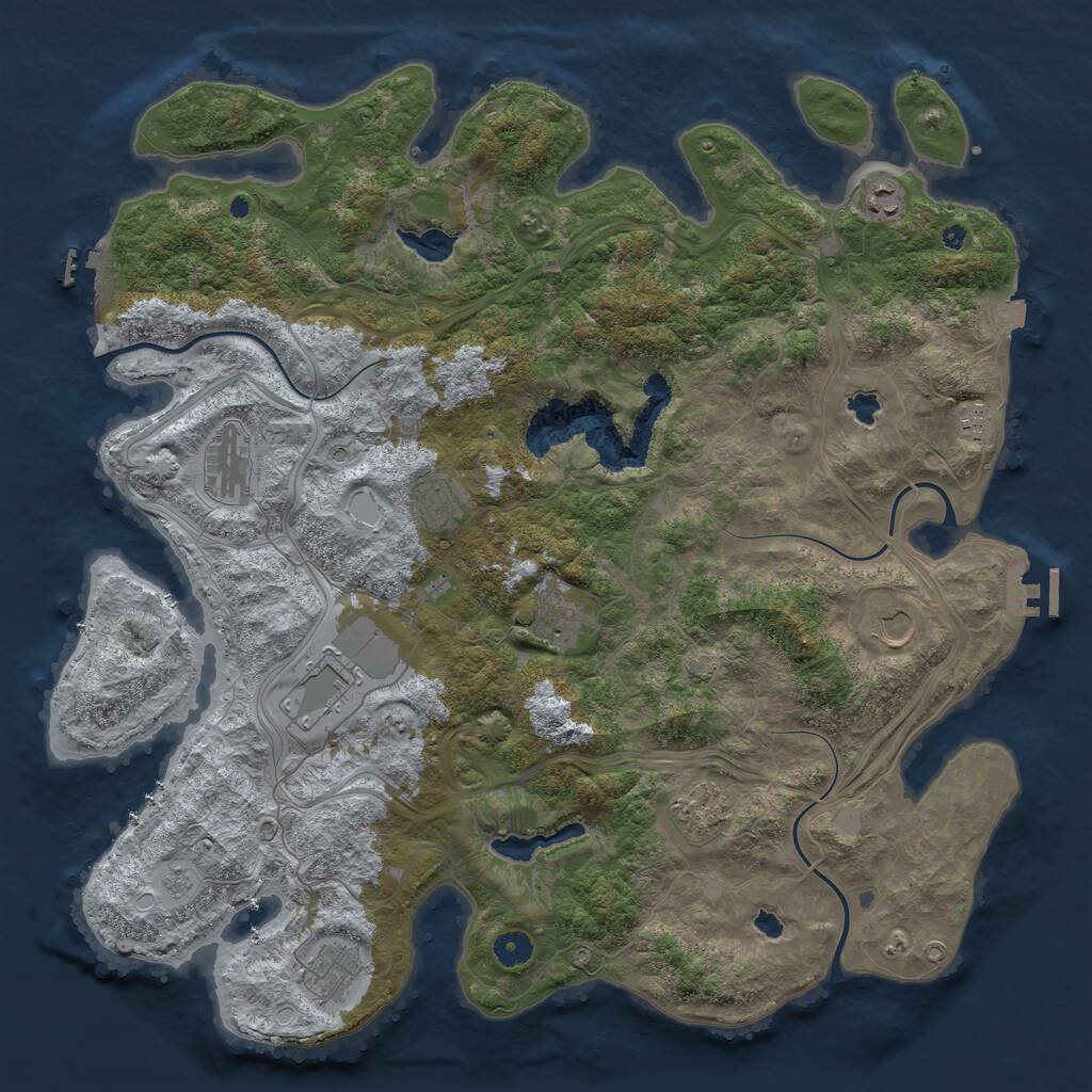 Rust Map: Procedural Map, Size: 4500, Seed: 671390301, 15 Monuments