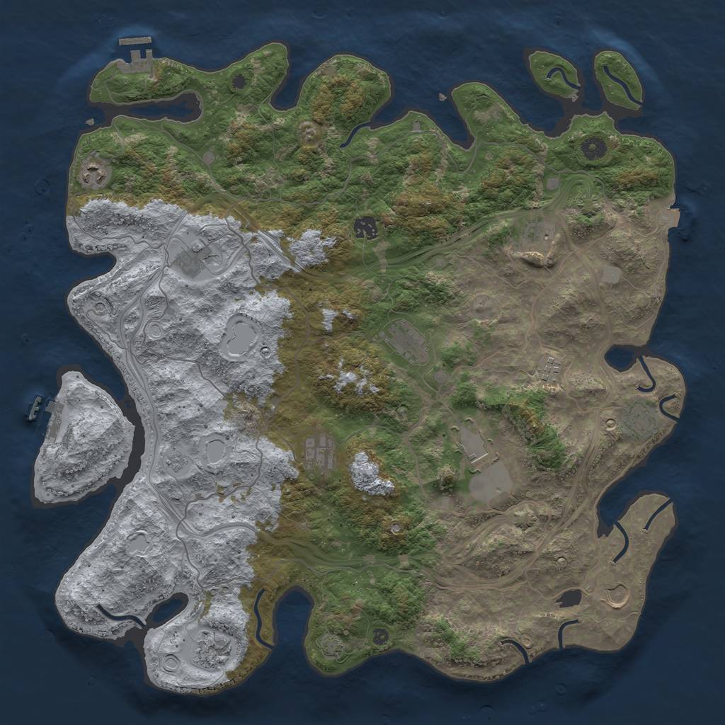 Rust Map: Procedural Map, Size: 4500, Seed: 671390301, 19 Monuments