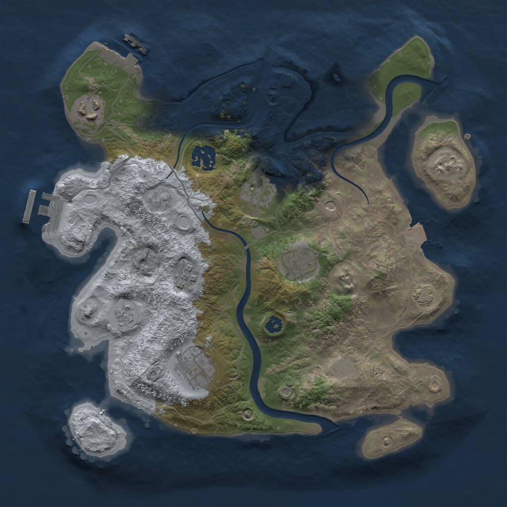 Rust Map: Procedural Map, Size: 3000, Seed: 1959215629, 12 Monuments
