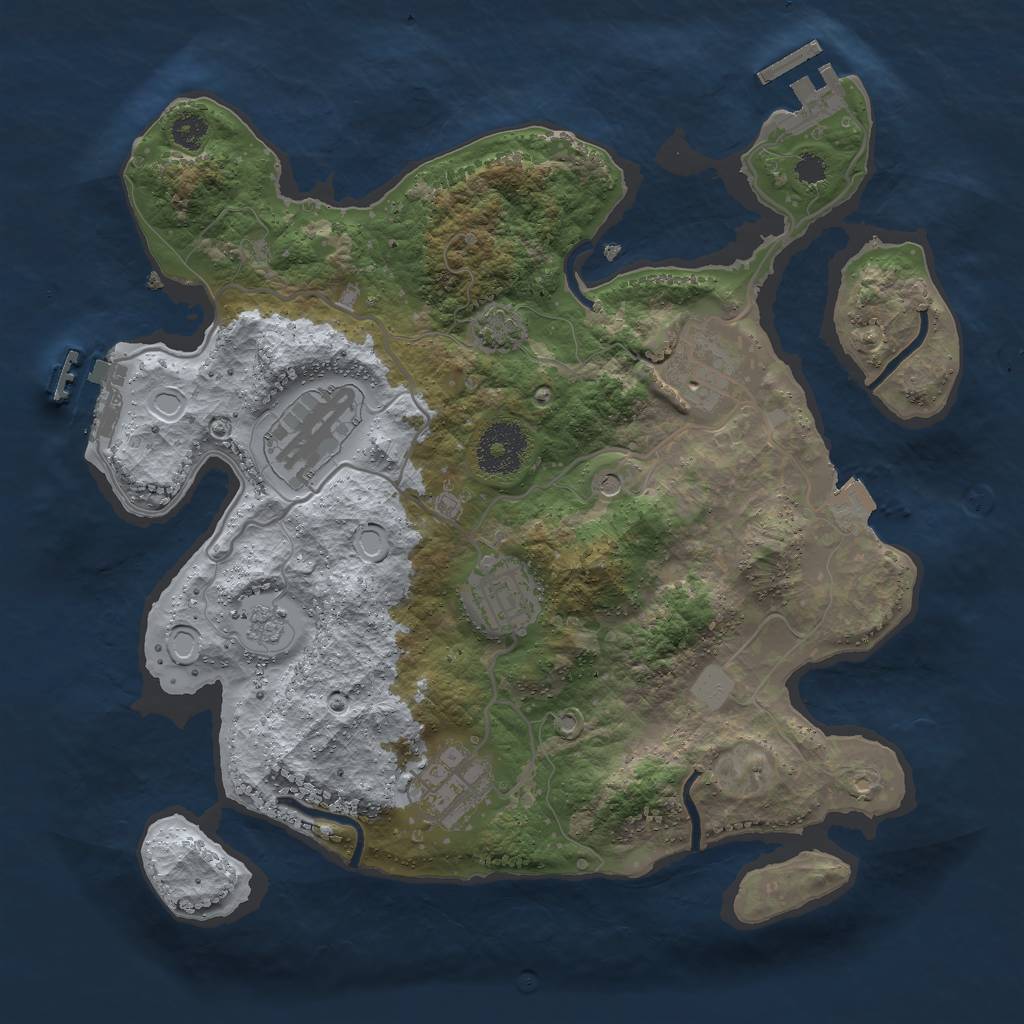 Rust Map: Procedural Map, Size: 3000, Seed: 1959215629, 12 Monuments