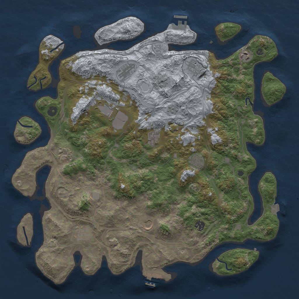 Rust Map: Procedural Map, Size: 4500, Seed: 2104369817, 19 Monuments