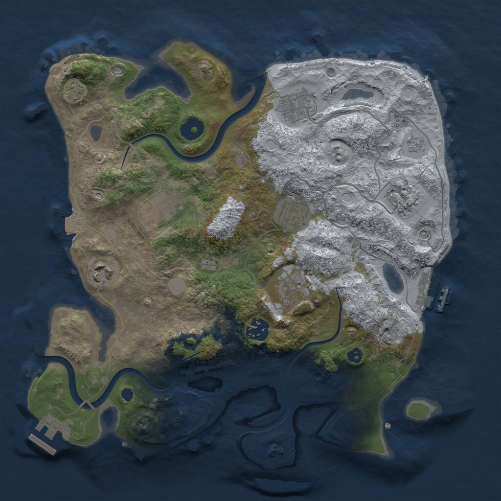 Rust Map: Procedural Map, Size: 3300, Seed: 491103967, 13 Monuments