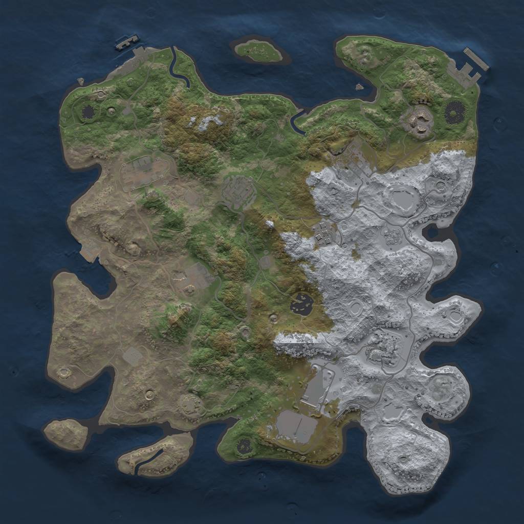 Rust Map: Procedural Map, Size: 3500, Seed: 1071847450, 17 Monuments