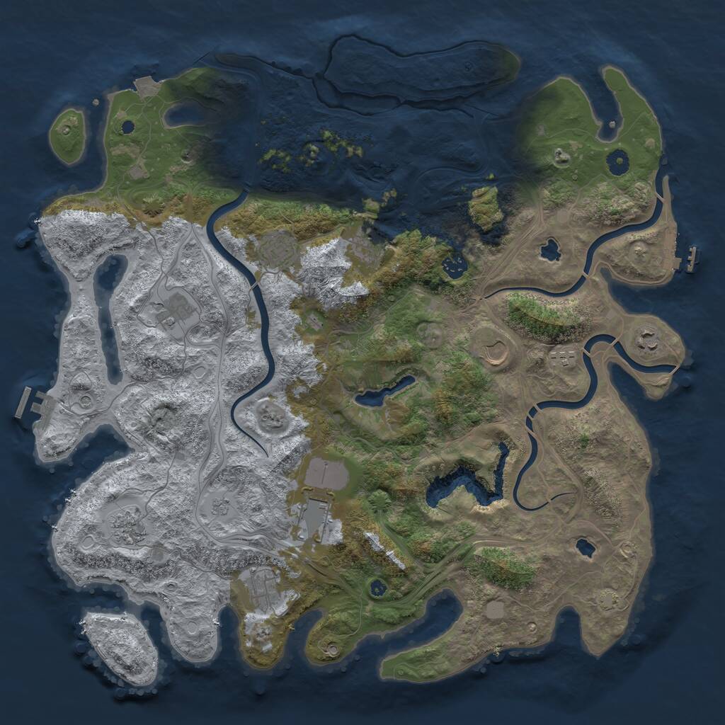 Rust Map: Procedural Map, Size: 4500, Seed: 61283631, 16 Monuments