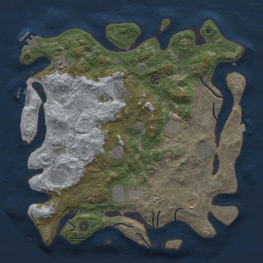 Rust Map: Procedural Map, Size: 4000, Seed: 3458, 18 Monuments