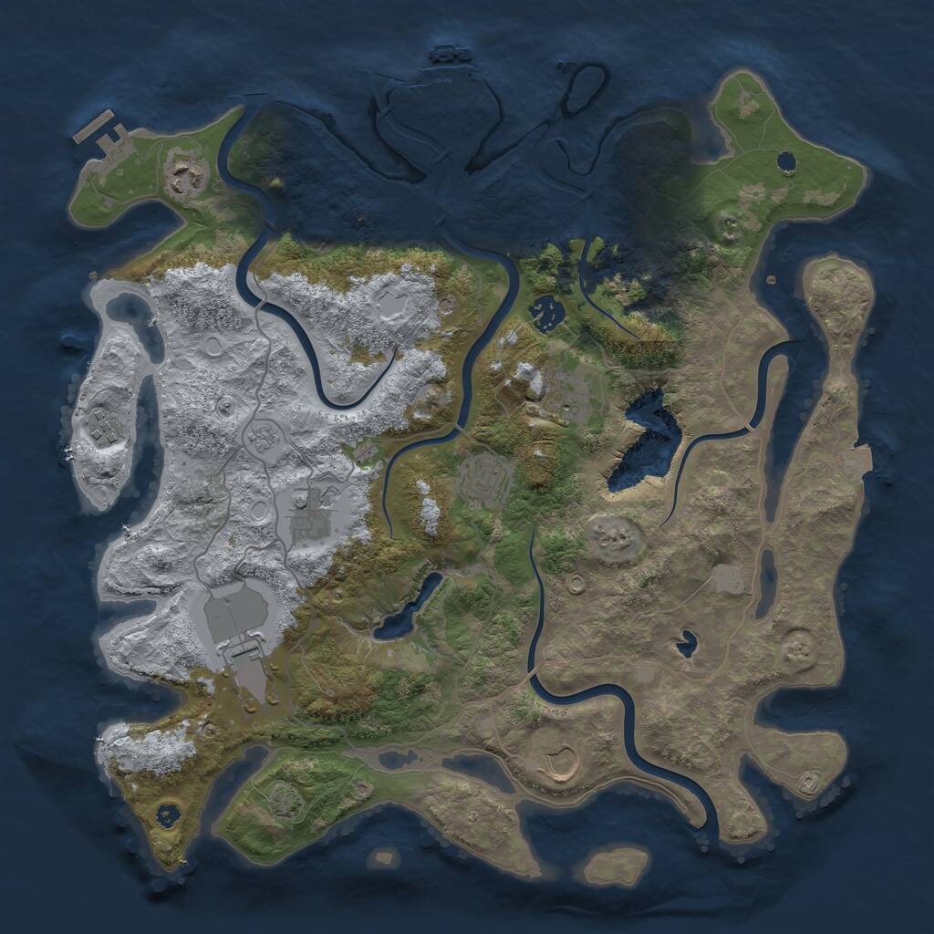 Rust Map: Procedural Map, Size: 4000, Seed: 3458, 14 Monuments