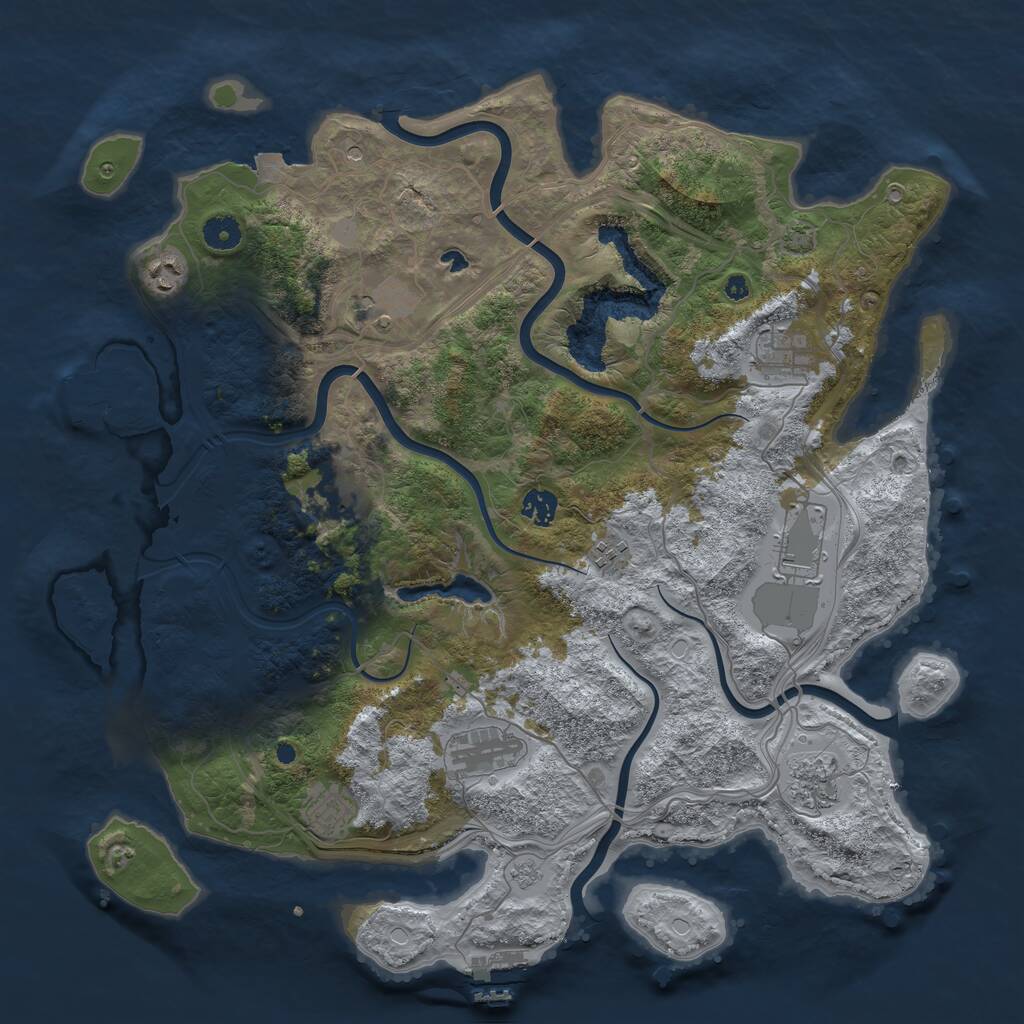 Rust Map: Procedural Map, Size: 4250, Seed: 1291514628, 16 Monuments