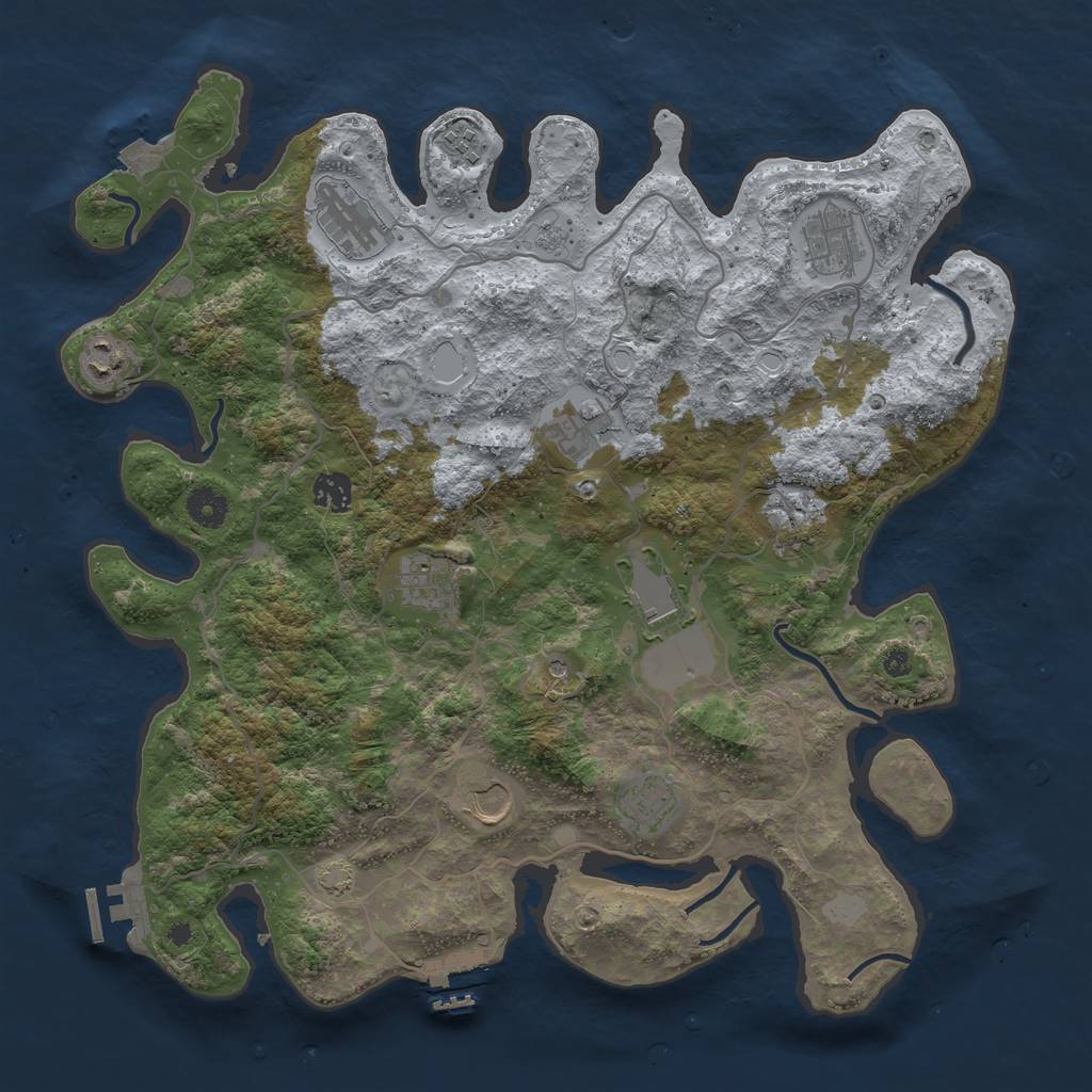 Rust Map: Procedural Map, Size: 4000, Seed: 644697317, 19 Monuments