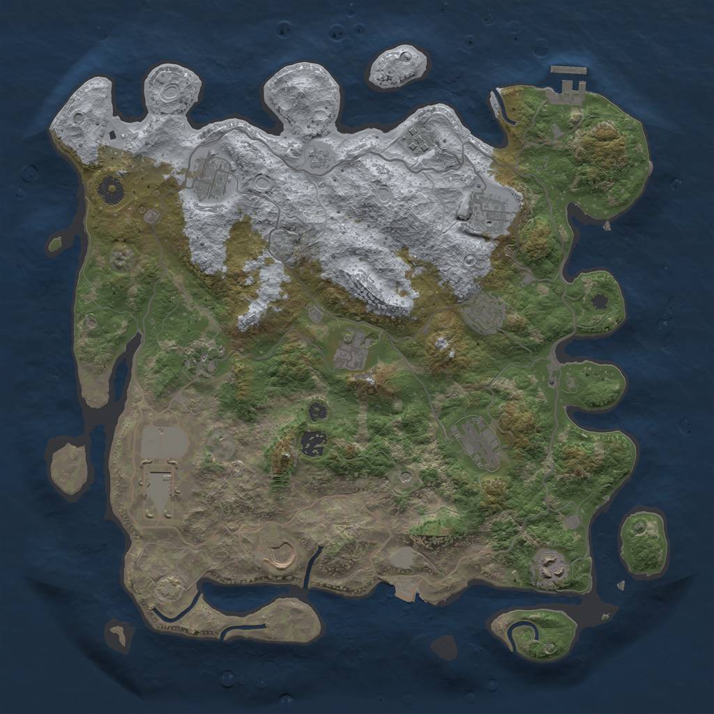 Rust Map: Procedural Map, Size: 4000, Seed: 1949603179, 18 Monuments