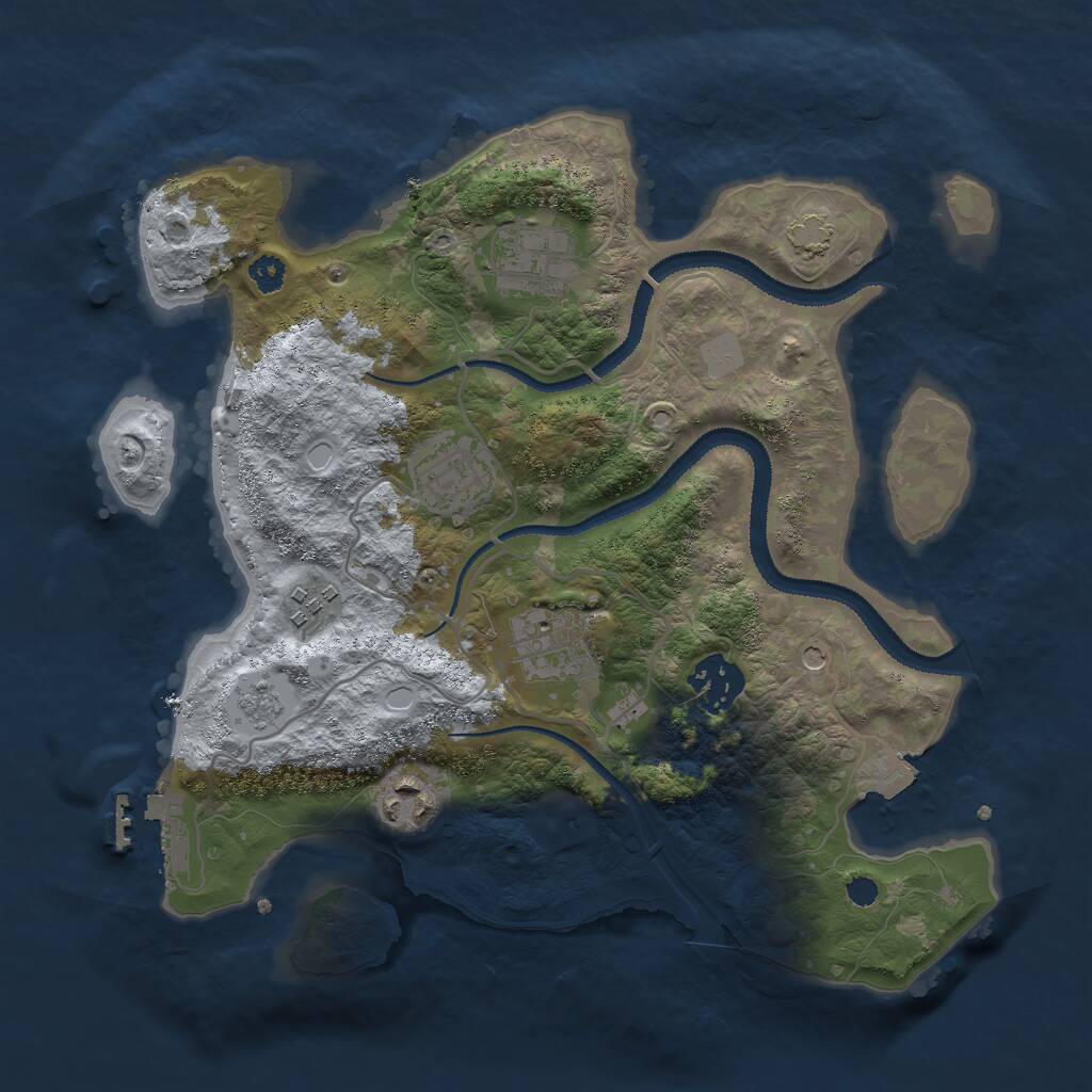 Rust Map: Procedural Map, Size: 3000, Seed: 524, 11 Monuments