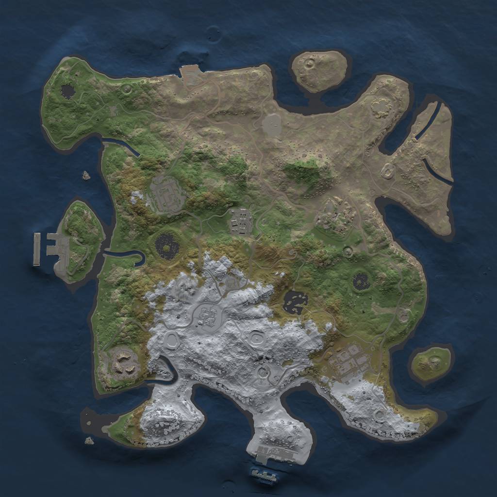 Rust Map: Procedural Map, Size: 3000, Seed: 130907075, 14 Monuments