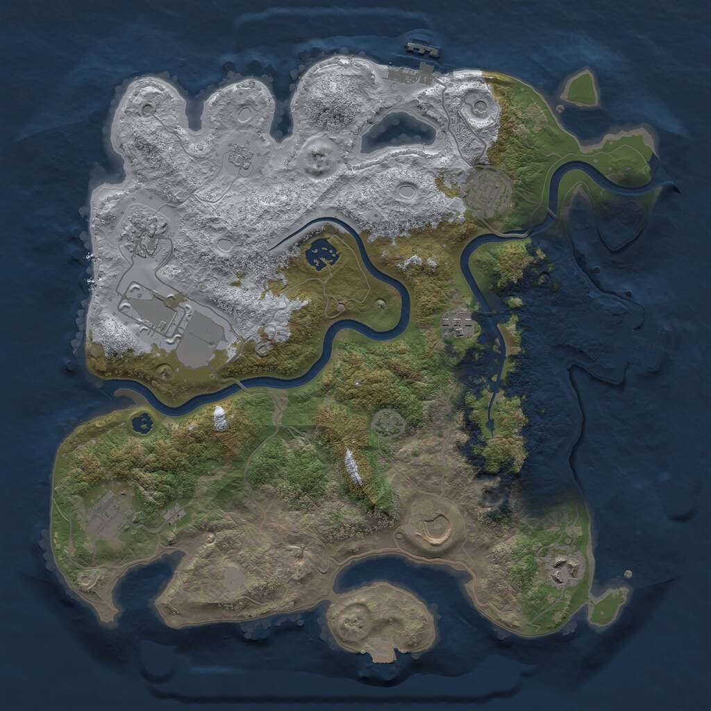 Rust Map: Procedural Map, Size: 3500, Seed: 97423419, 14 Monuments
